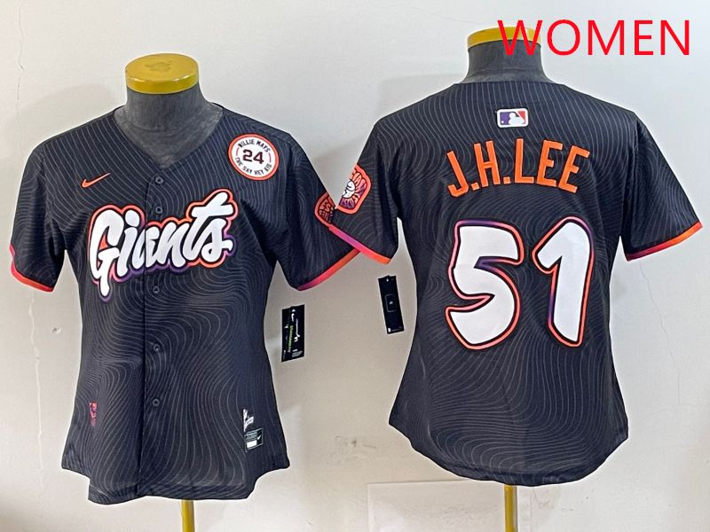 Women San Francisco Giants #51 J.H.Lee Black Joint Name Nike 2025 MLB Jersey style 10->women mlb jersey->Women Jersey